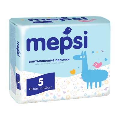 Пеленки детские впитывающие 60х60 5 шт Mepsi 1